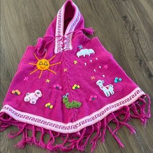 Hoodie Shawl Poncho Handmade Girl Size 4